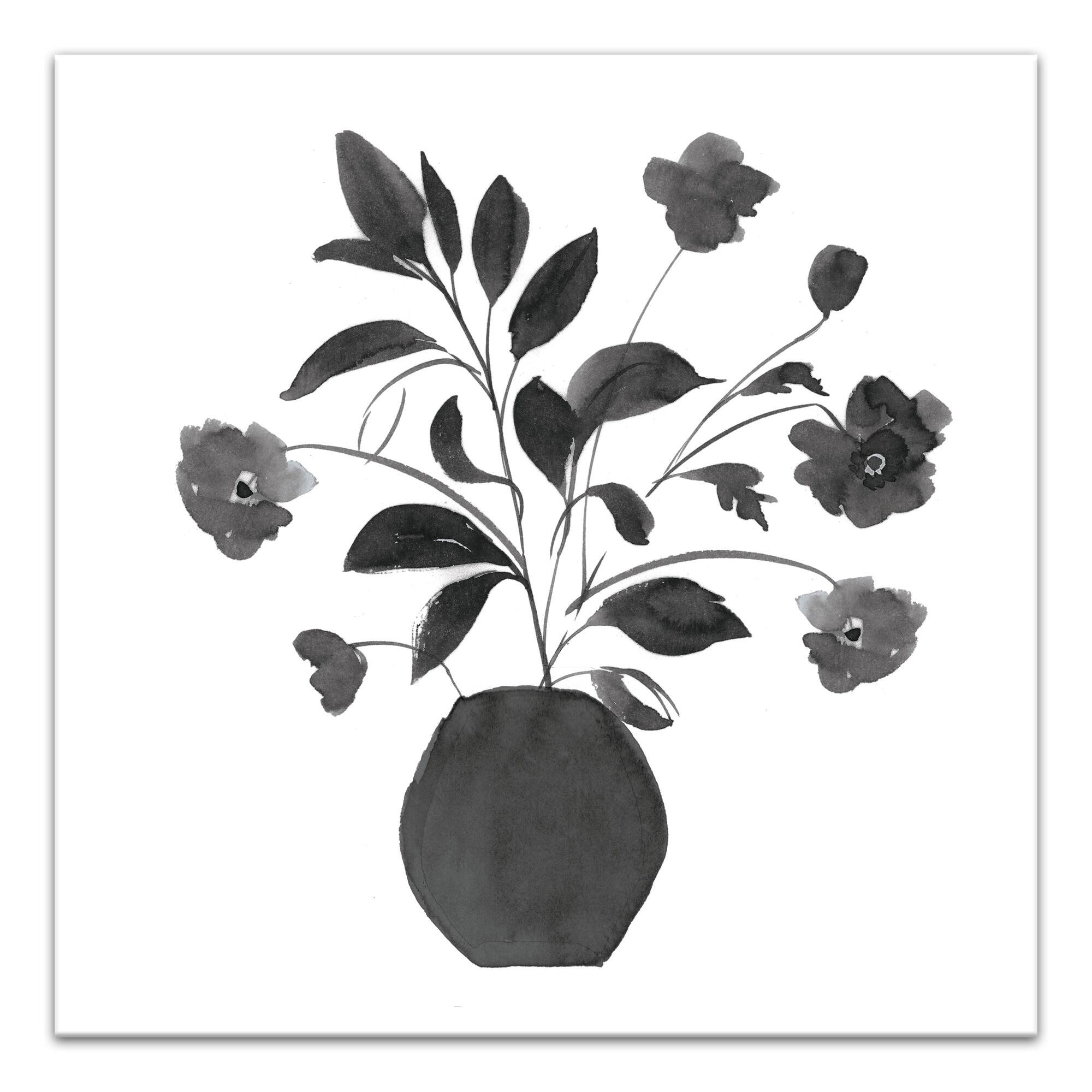 Monochromatic Floral I 30" x 30" Canvas Wall Art